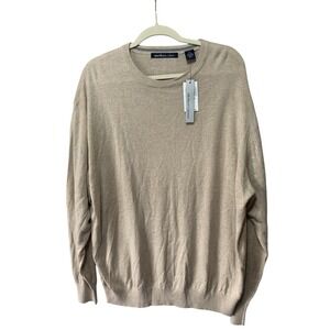 Northern Isles Men's XXL Beige Silk Cashmere Blend Lightweight Sweater Soft‎
